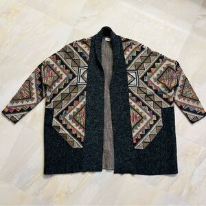 Debut Cardigan Open Sweater Retro Aztec Colorful Long Sleeve Women’s Small/Med